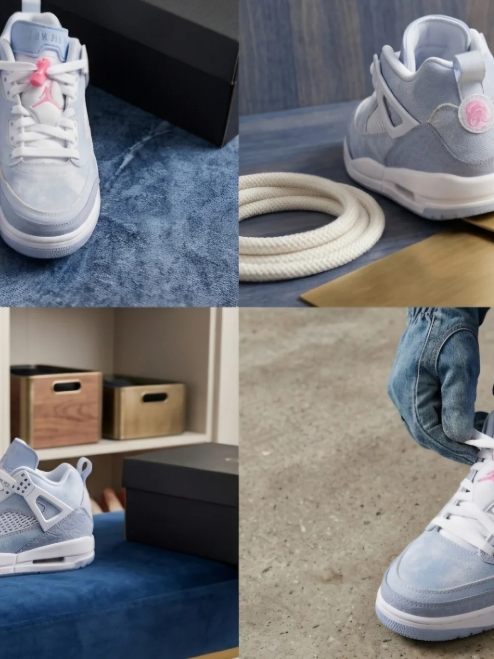 Jordan Kids' Light Blue and Pink Accent Retro Sneakers